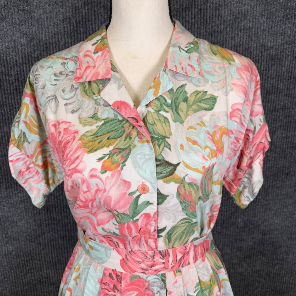 Vintage 1970s Floral 2 Piece Skirt Blouse Set 26" Waist Pastel Cottage Retro - Picture 5 of 16